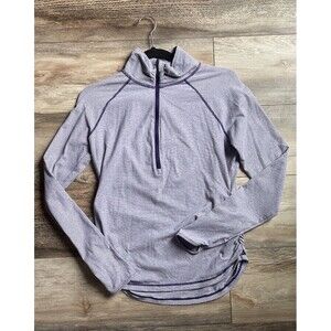 Lucy Athletic 1/2 Zip Purple White Striped Pullover Long Sleeve Size Medium